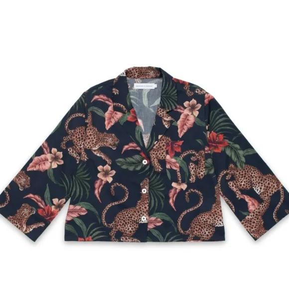 Desmond & Dempsey Soleia Leopard Multi Shirt In Navy - Picture 4 of 14